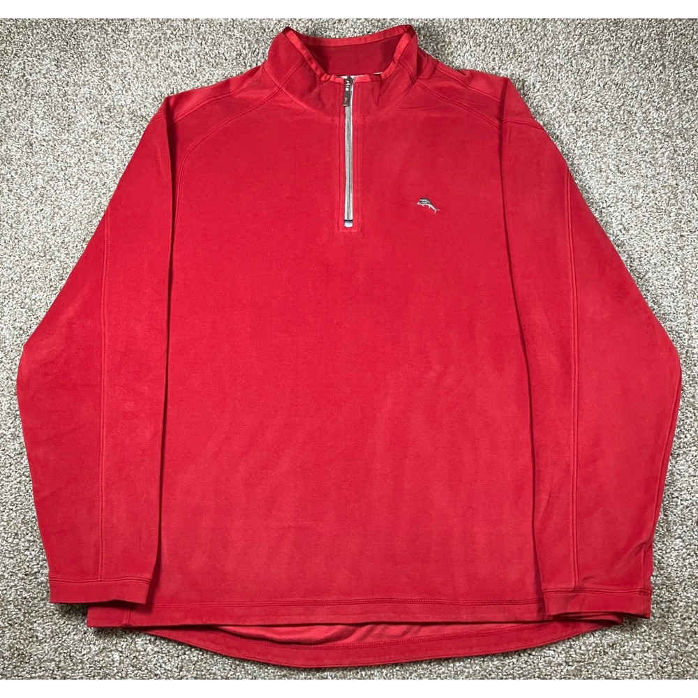 Tommy Bahama Mens Paradise Tech 1/4 Zip Fleece Pullover Red XL 124-T21914